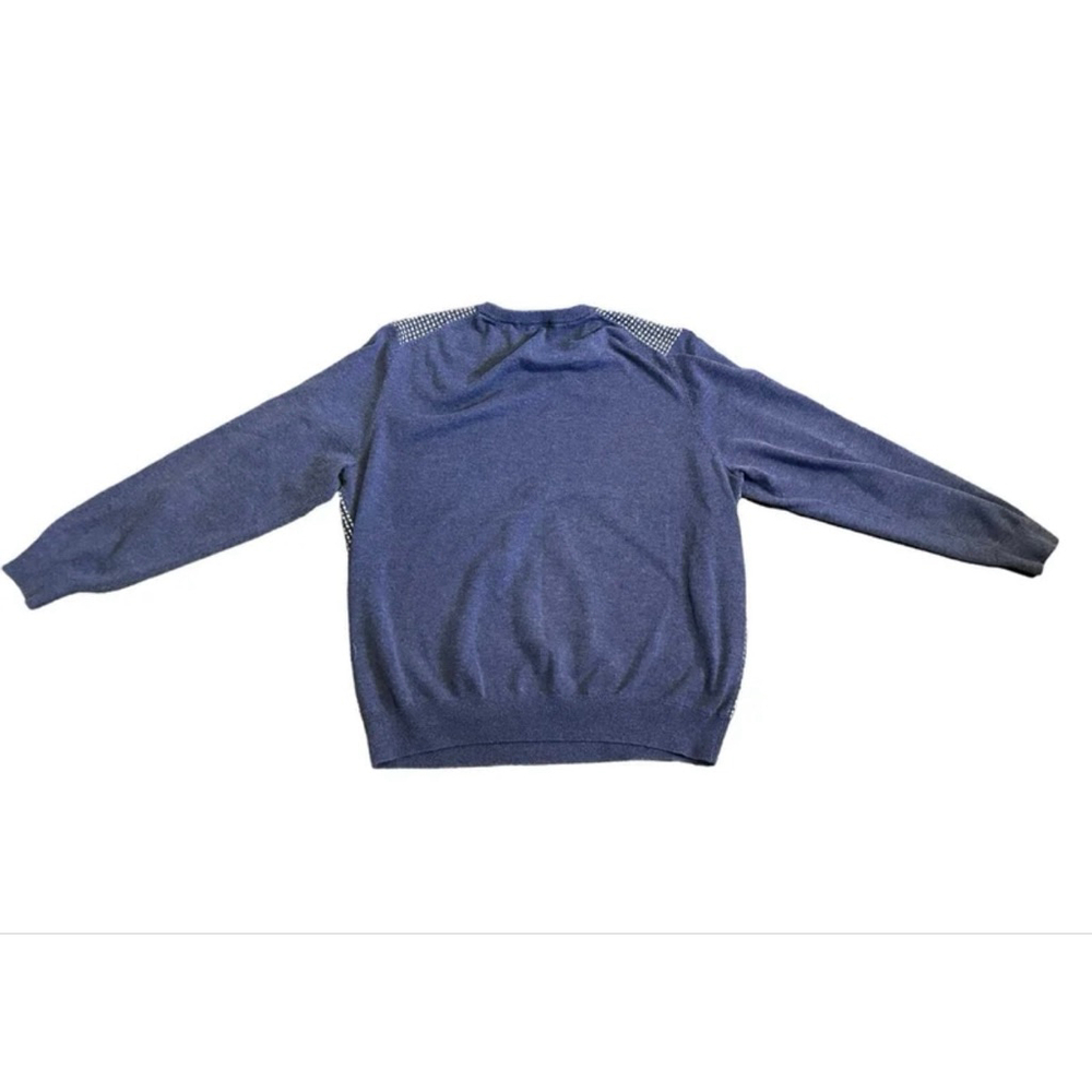 Alan Flusser Men’s Heather Navy and White Design V Neck Sweater Size X-Large - Picture 4 of 5